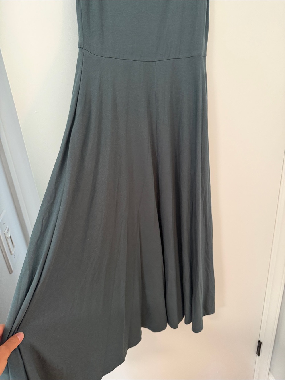 Quince Tencel Jersey Fit & Flare Dress Dark Olive - Picture 4 of 12